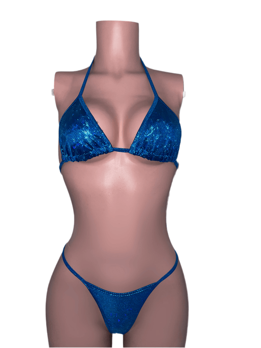 Essentials: Holographic Glitz Turquoise Bikini - Exotic dance outfit