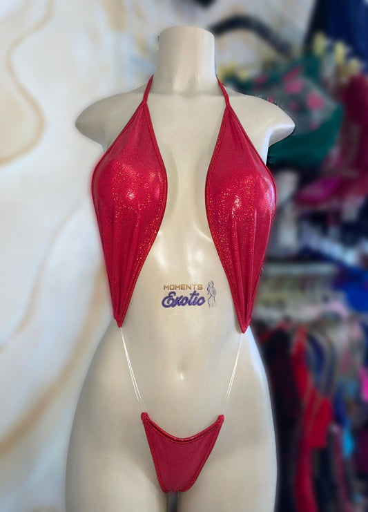 Holographic Red Slingshot - Exotic dance outfit