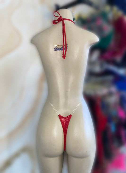 Holographic Red Slingshot - Exotic dance outfit