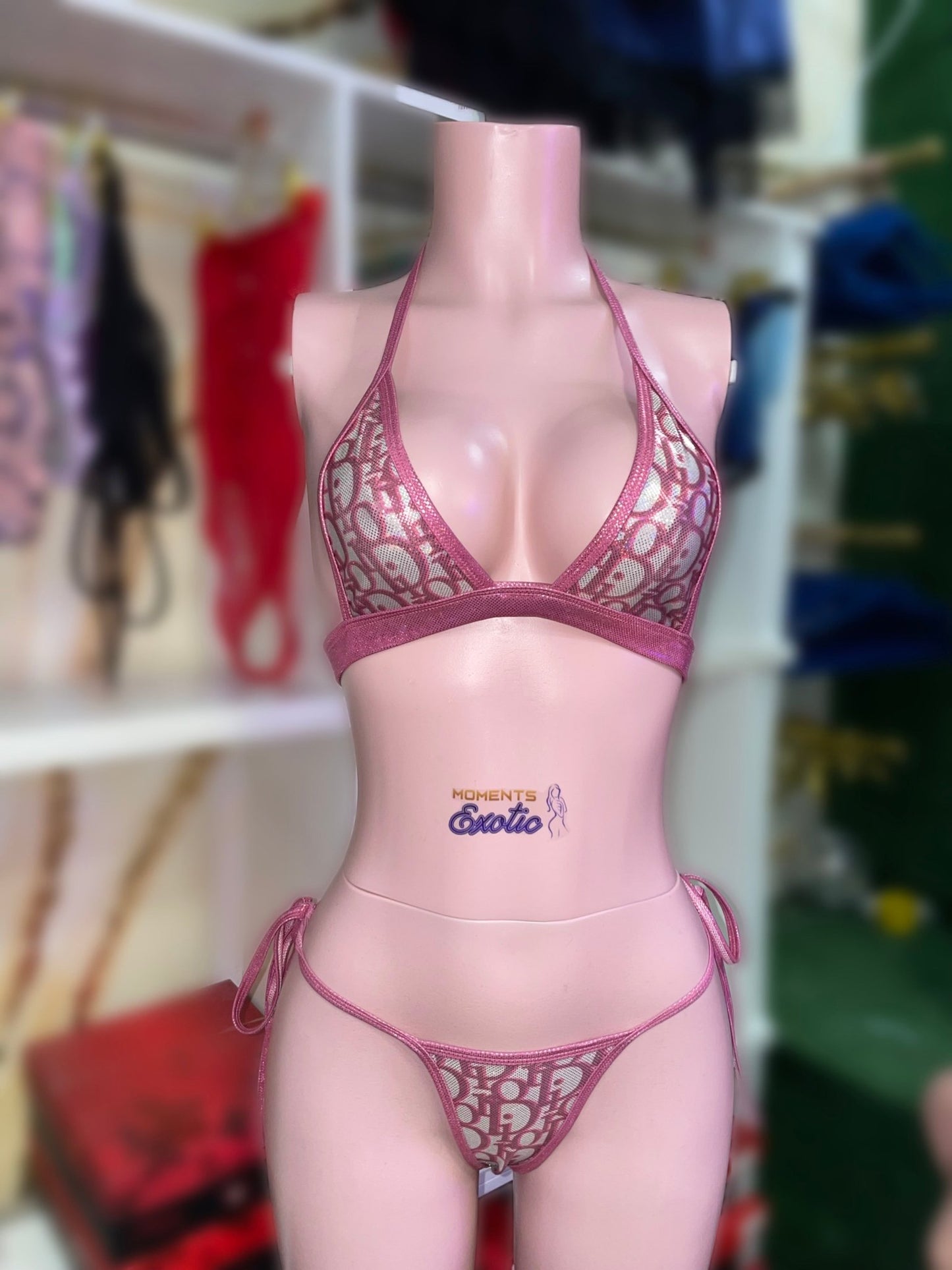 Metallic Pink 2pc Bikini - Exotic dance outfit