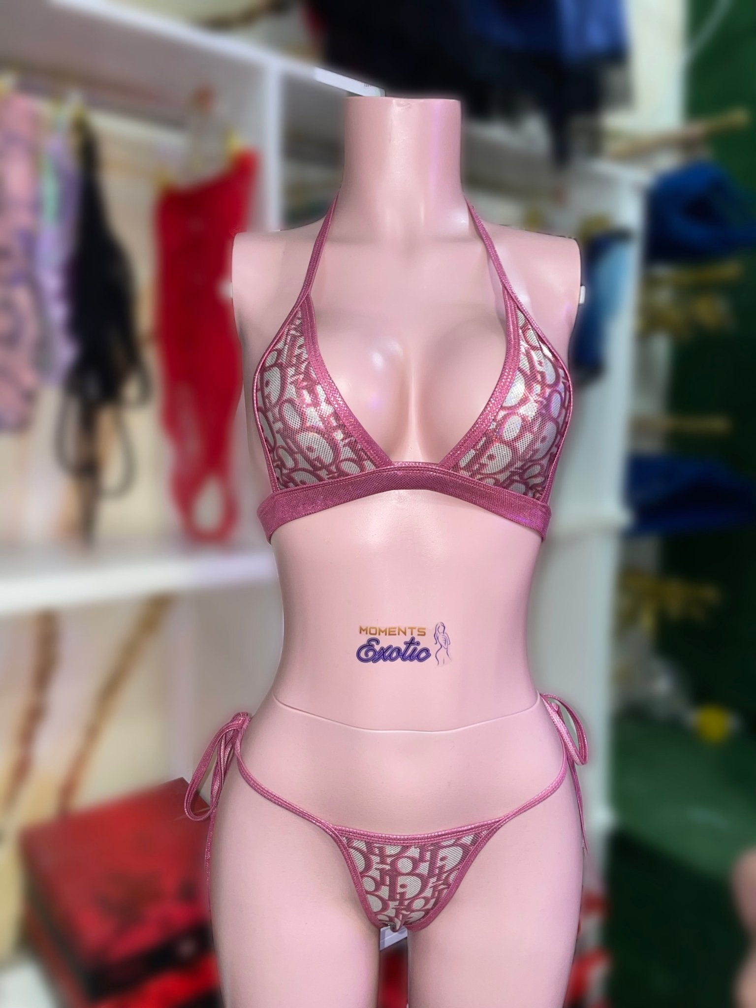 Metallic Pink 2pc Bikini - Exotic dance outfit