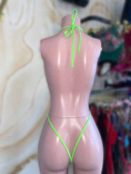 Neon Green Lace Slingshot - Exotic dance outfit