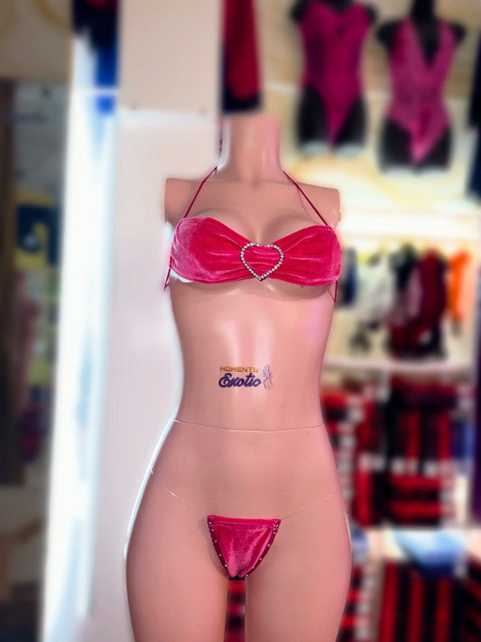 Pink Velvet Bikini 2pc - Exotic dance outfit