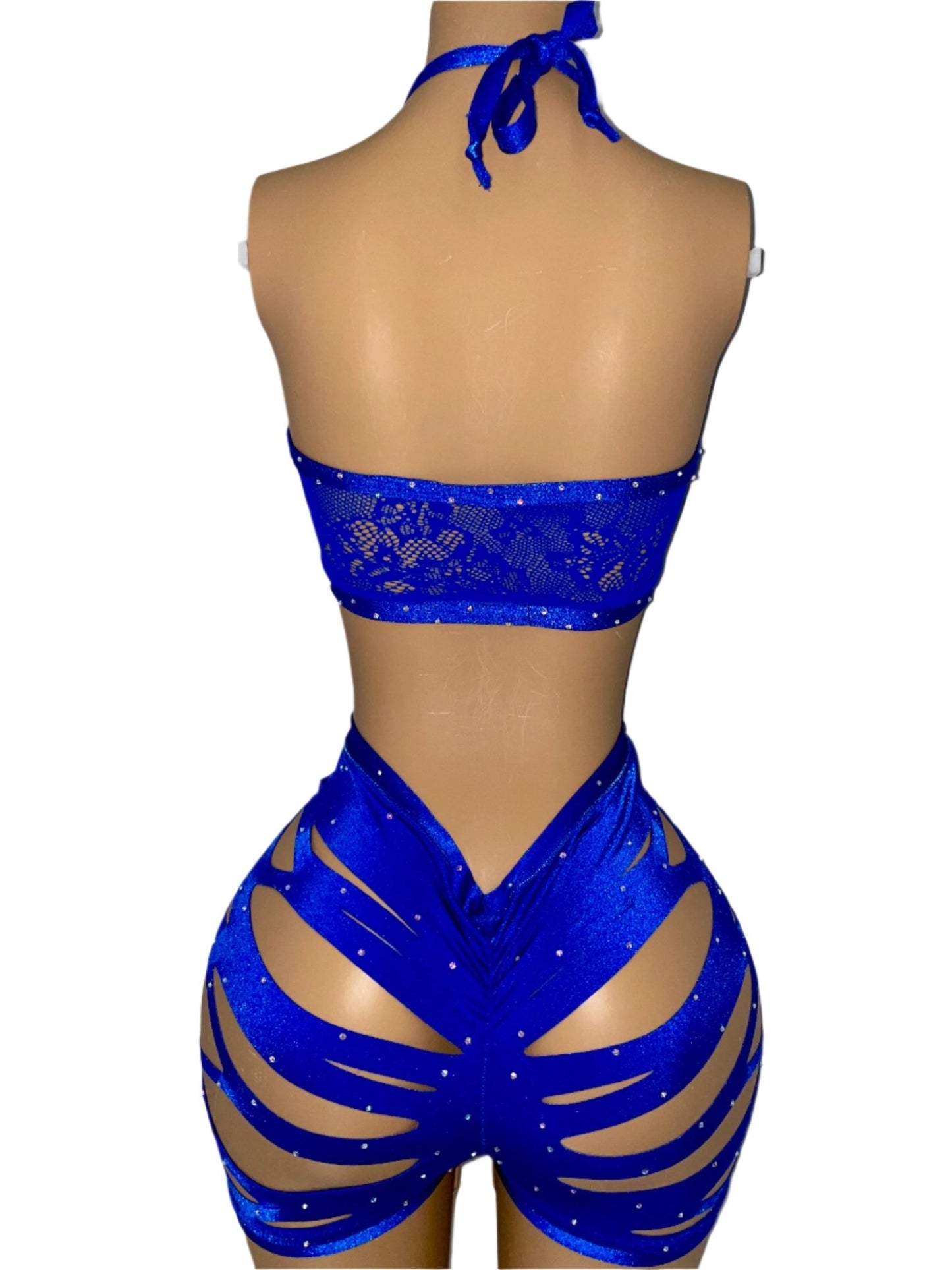 Royal Blue Slit Short Set - Moments ExoticExotic dance outfit