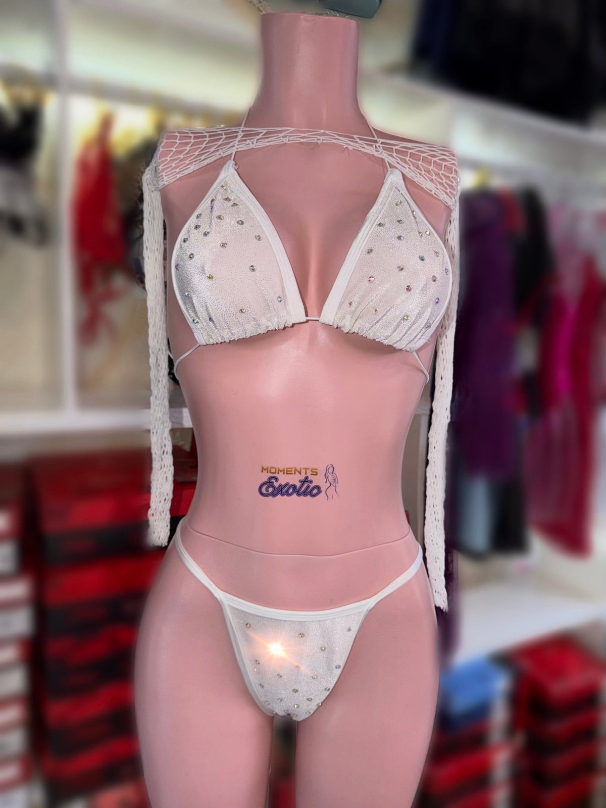 White Velvet 2pc Bikini - Exotic dance outfit