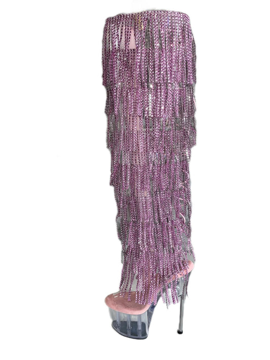 Fringe Passion Pink Boots - Moments Exotic