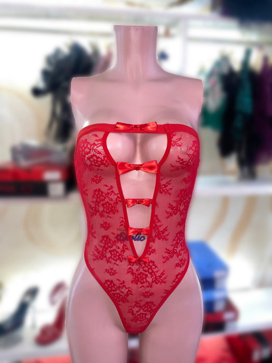 Red Lace Lingerie Bodysuit - Lingerie