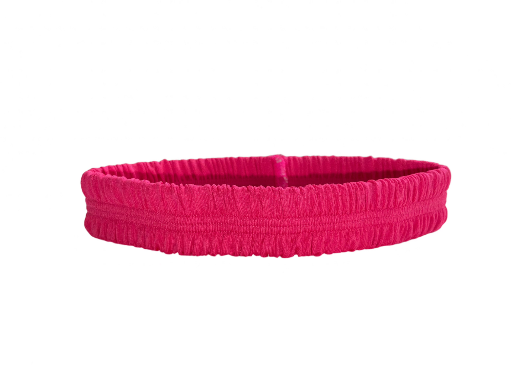 Neon pink thigh garter made of stretch elastic, worn by exotic dancers as a money band.